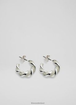 Accessories LK Bennett Women Kiki Enamel and Twisted Hoops White Silver LJ48X687