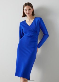 Clothing LK Bennett Women Alex Jersey Wrap Dress Blue LJ48X226