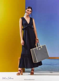 Clothing LK Bennett Women Amelia Navy Cotton-Modal Maxi Dress Midnight LJ48X246