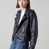 Clothing LK Bennett Women Ernst Leather Biker Jacket Spring Navy LJ48X91