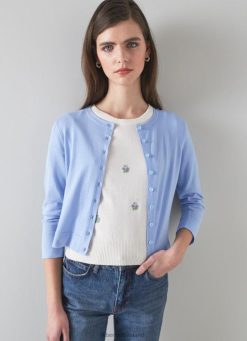 Clothing LK Bennett Women Michi Organic Cotton Knitted Cardigan Brunnera Blue LJ48X115