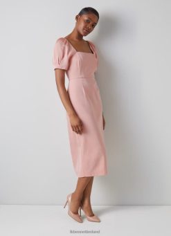 Clothing LK Bennett Women Paige Square Neck Dress Pink LJ48X192