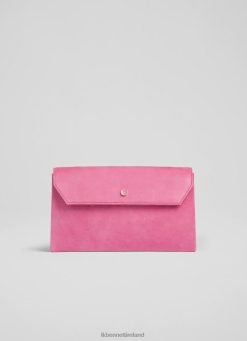 Handbags LK Bennett Women Dora Pink Suede Envelope Clutch Sweetpea LJ48X588