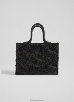 Handbags LK Bennett Women Rita Raffia Box Bag Black LJ48X558