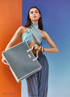 Handbags LK Bennett Women Sharna Raffia Tote Bag Blue LJ48X604