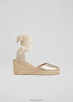 Shoes LK Bennett Women Maureen Metallic Leather Espadrilles Gold LJ48X516