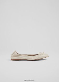 Shoes LK Bennett Women Trilly Leather Ballerina Pumps Cream LJ48X450